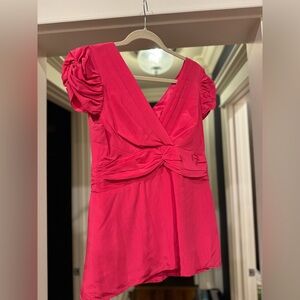 Hot pink silk blouse